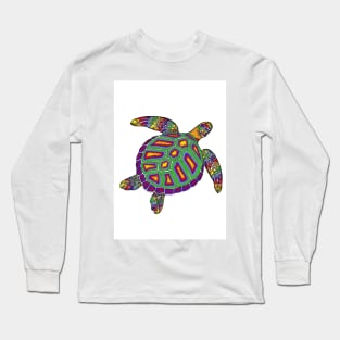 Rainbow Turtle with white background Long Sleeve T-Shirt